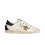Golden Goose Super-leather with gold glitter star and black glitter heel tab