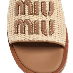 Miu Miu Logo Slipper Natural - Image 4