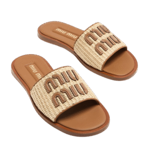 Miu Miu Logo Slipper Natural - Image 3