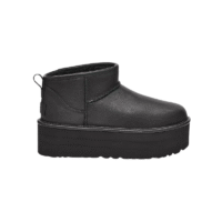 UGG Classic Ultra Mini Platform Leather Boots - Black