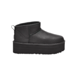 UGG Classic Ultra Mini Platform Leather Boots - Black