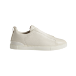 Zegna Grey Mélange Suede Triple Stitch Off White